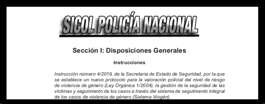 Instrucción número 4/2019, de la SES, (Sistema Viogén)